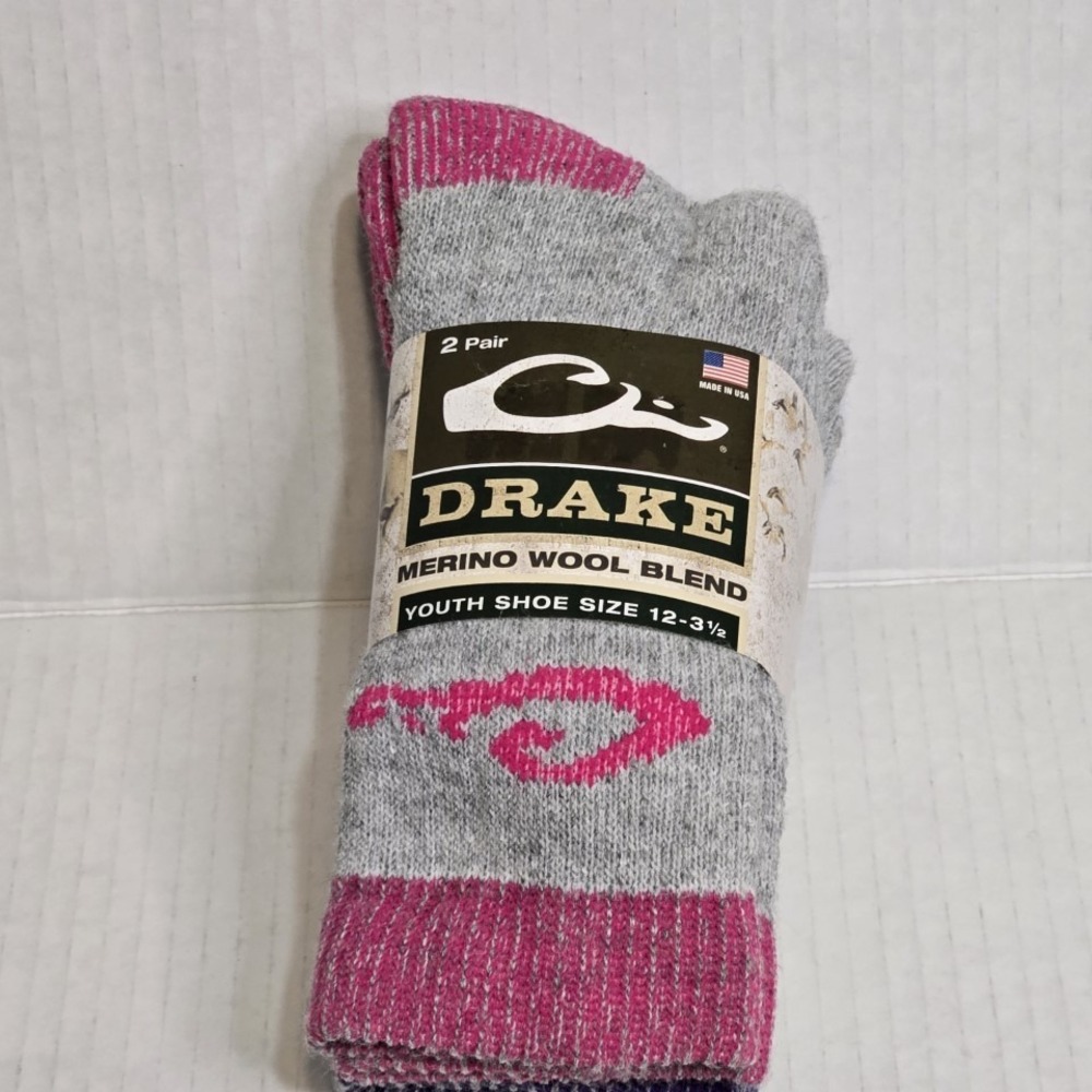 Drake Youth Merino Wool Blend Socks 2 Pair Shoe Size 12- 3.5 (#101)